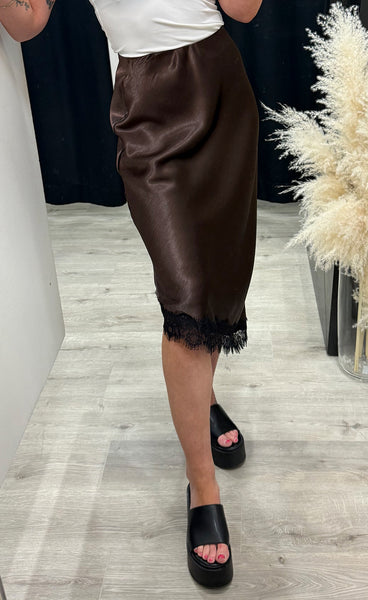 Gewo lace skirt - brown/black