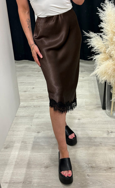 Gewo lace skirt - brown/black