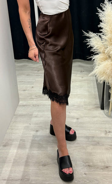 Gewo lace skirt - brown/black