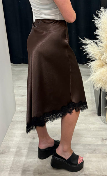 Gewo lace skirt - brown/black