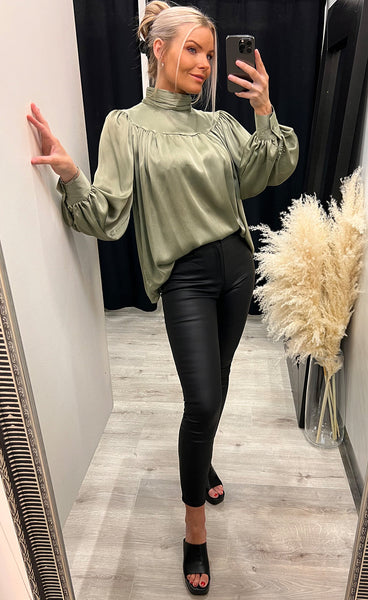 Glowie blouse - sage satin