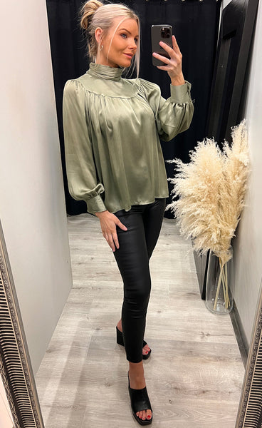 Glowie blouse - sage satin