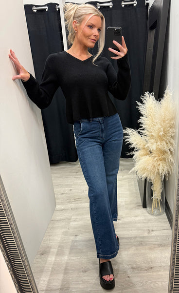 Silda rachelle v-pullover - black