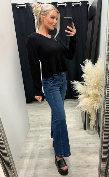 Silda rachelle v-pullover - black