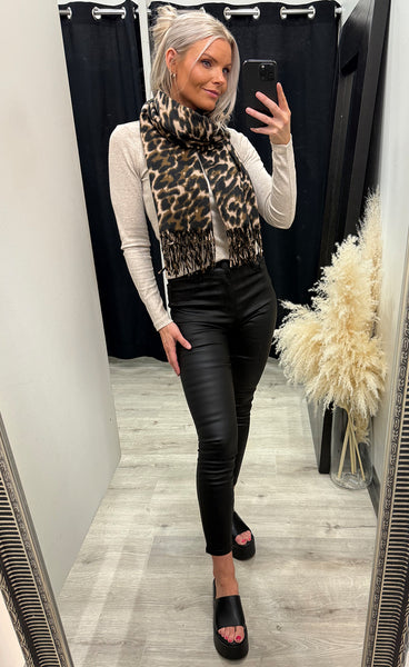 Weopard scarf - black mix