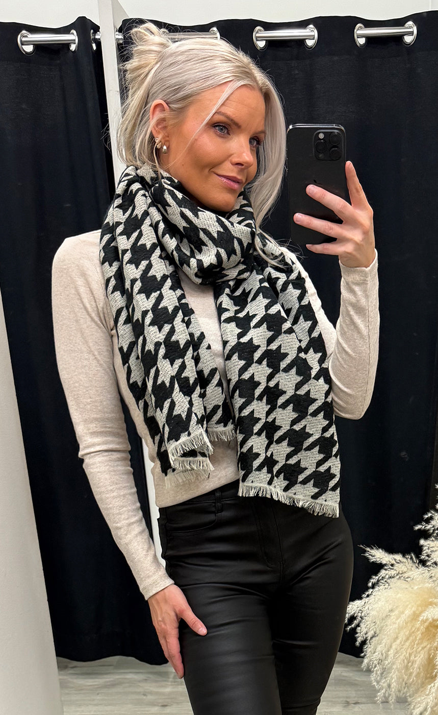 Vileaves houndstooth scarf - black mix