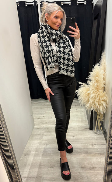 Vileaves houndstooth scarf - black mix