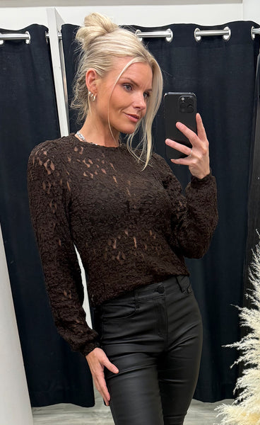 RED BUTTON Top lace - espresso