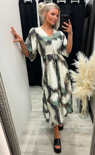 FRANSA Ayla dress 1 - marble creme menthe