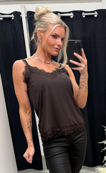 FREEQUENT Bicco lace top - mole