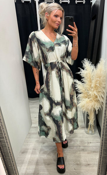 FRANSA Ayla dress 1 - marble creme menthe