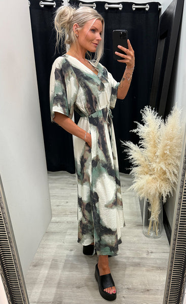 FRANSA Ayla dress 1 - marble creme menthe