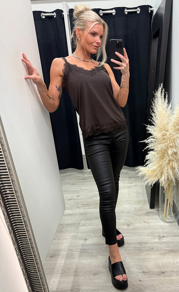 FREEQUENT Bicco lace top - mole