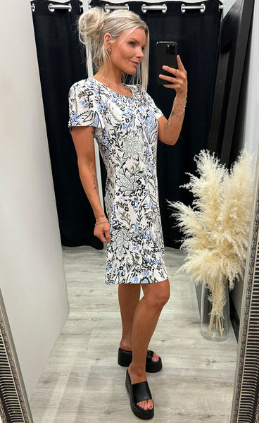 FRANSA Seen dress 1 - bouquet gray morn