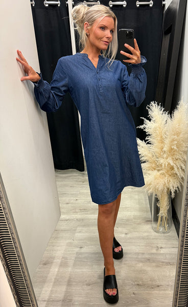 FRANSA Larissa dress 4 - mid blue denim