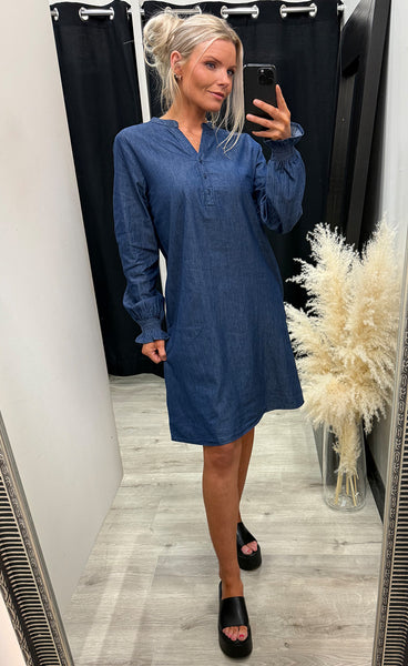 FRANSA Larissa dress 4 - mid blue denim
