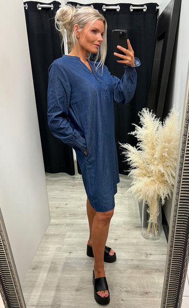 FRANSA Larissa dress 4 - mid blue denim