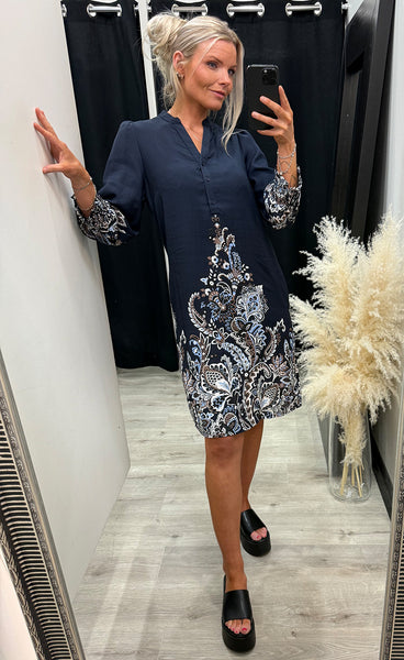 FRANSA Adara dress 2 - navy paisley