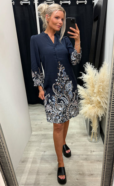FRANSA Adara dress 2 - navy paisley
