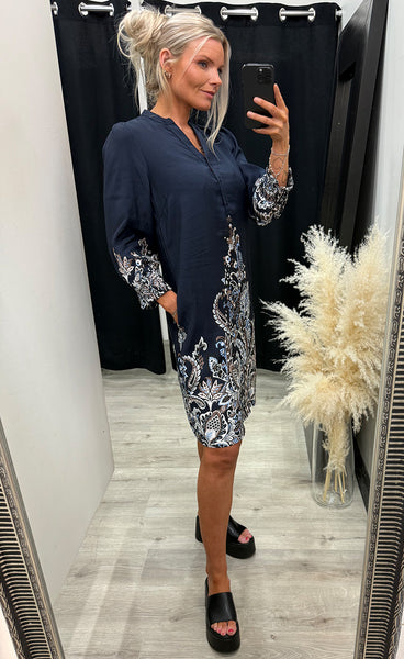FRANSA Adara dress 2 - navy paisley