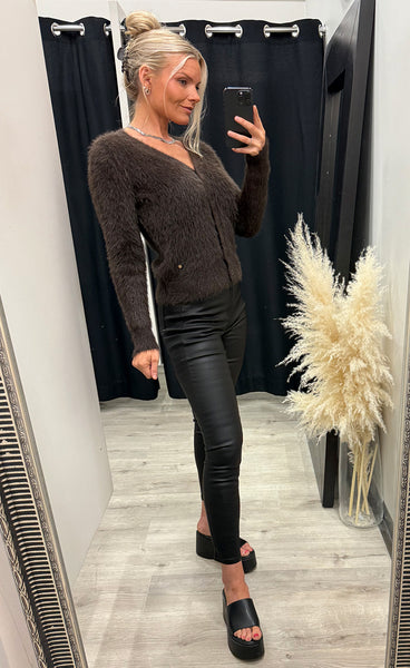 RED BUTTON Cardigan fuzzy - espresso