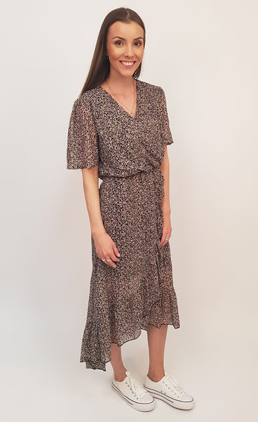 Siffon kjóll svartur/bleikur