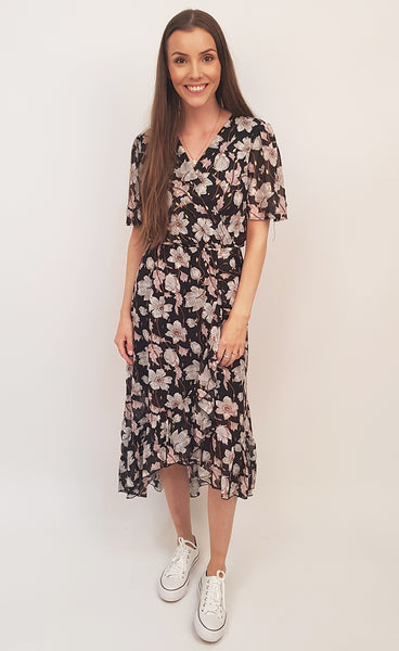 Siffon kjóll svartur/bleikur