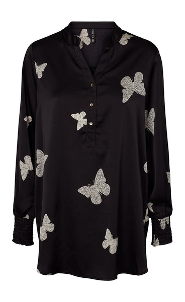 Lua blússa - black/butterfly