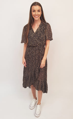 Siffon kjóll svartur/bleikur/gull