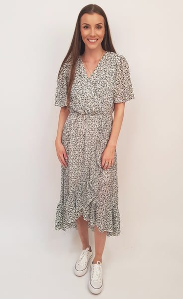 Siffon kjóll ljós/grænn