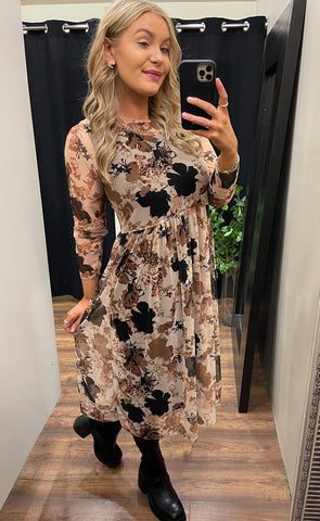 Zoe kjóll - floral/beige