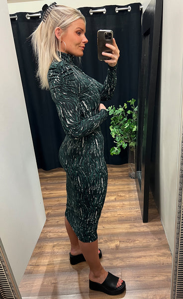 Vya dress - hunter green/zebra