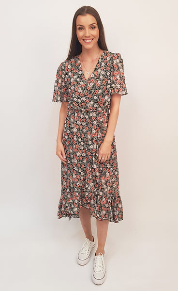 Siffon kjóll grænn/bleikur