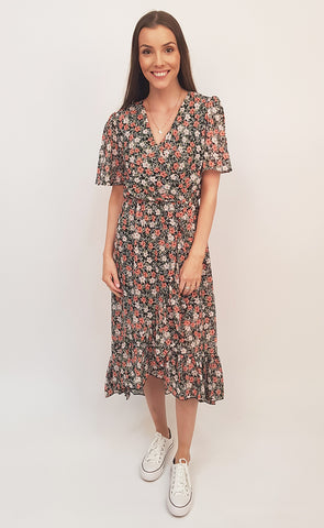 Siffon kjóll grænn/bleikur