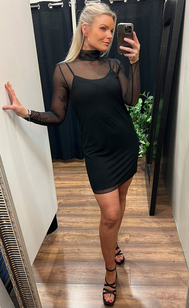Camilla mesh dress - black