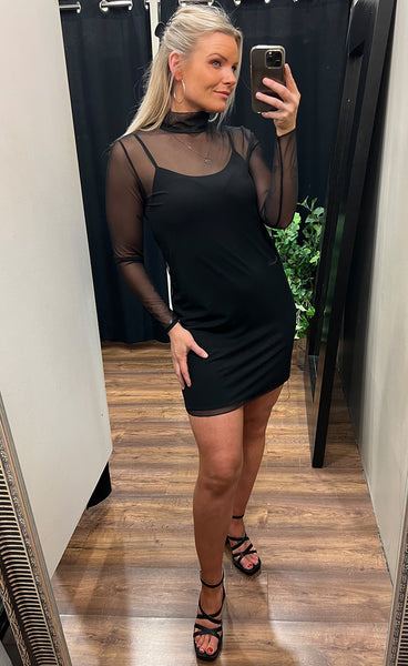 Camilla mesh dress - black