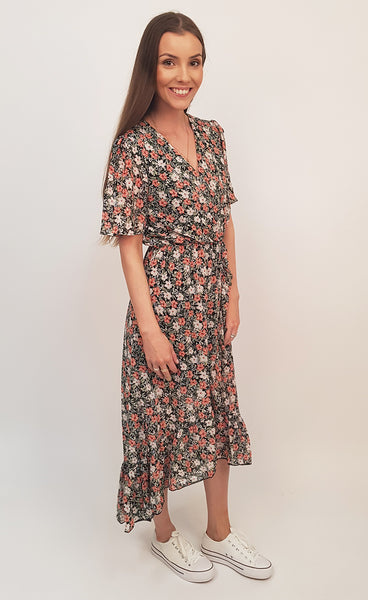 Siffon kjóll grænn/bleikur