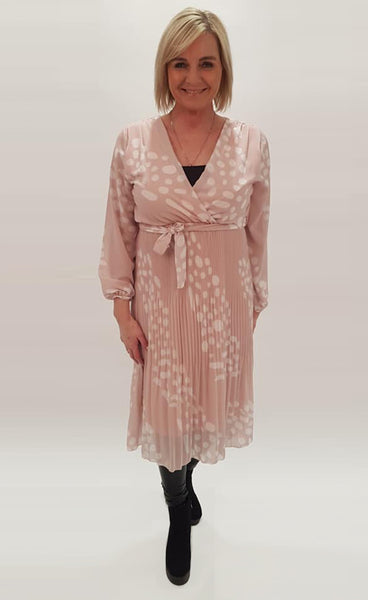 Kjóll m/munstri bleikur