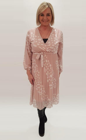 Kjóll m/munstri bleikur