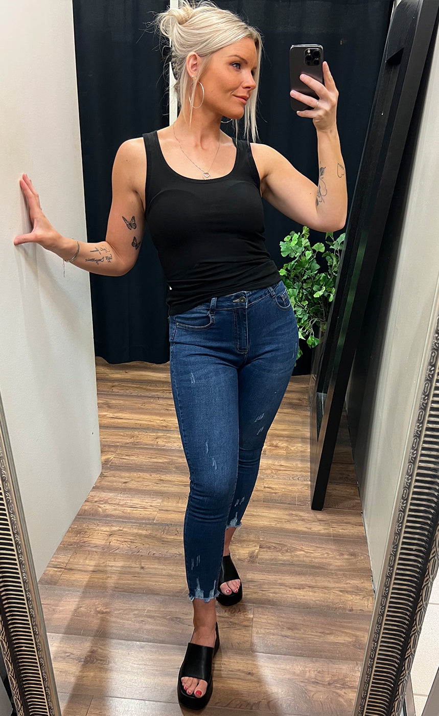 Olivie rib top - black