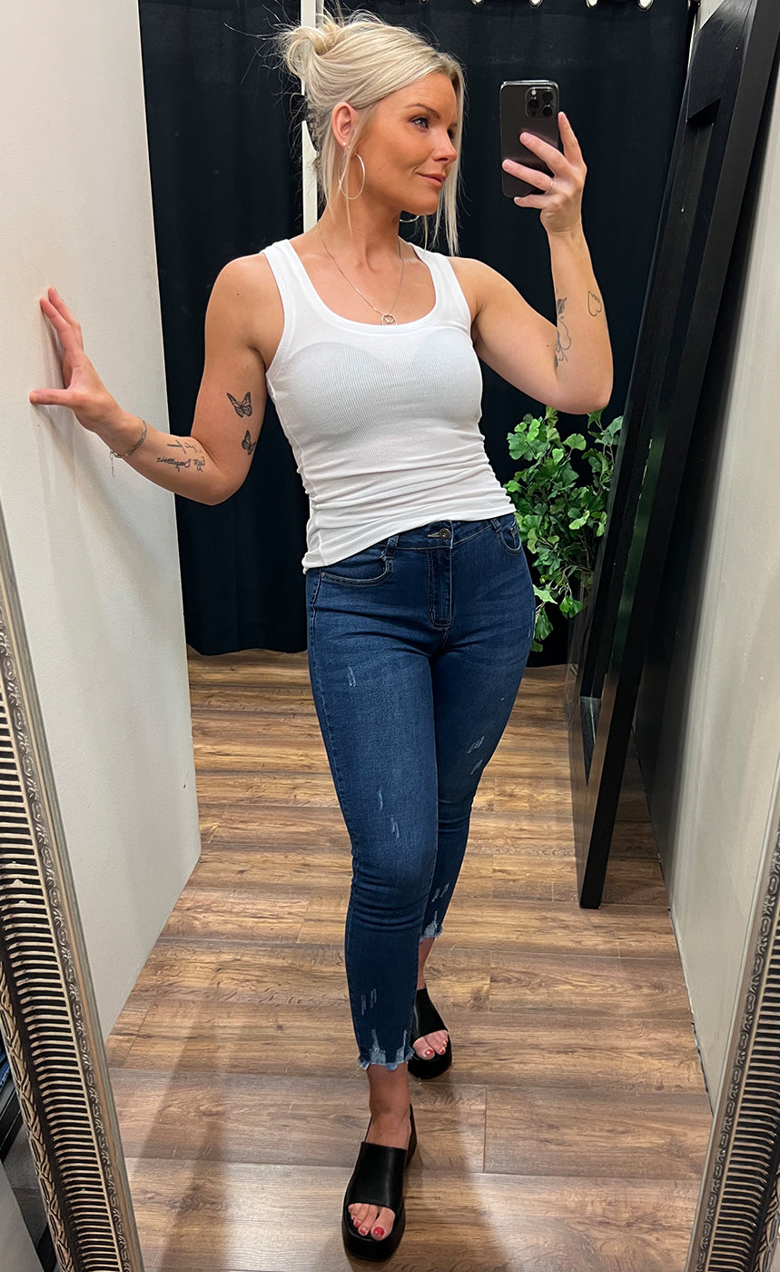 Olivie rib top - white