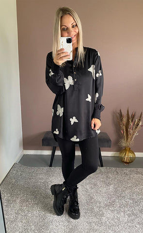 Lua blússa - black/butterfly