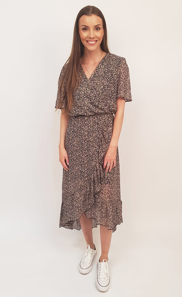 Siffon kjóll svartur/bleikur