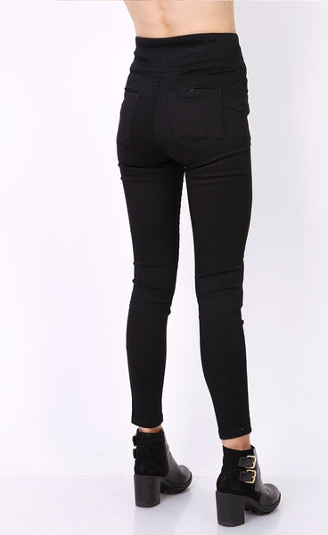 High waist stretch jeggings - svartar