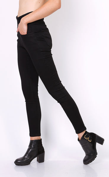 High waist stretch jeggings - svartar